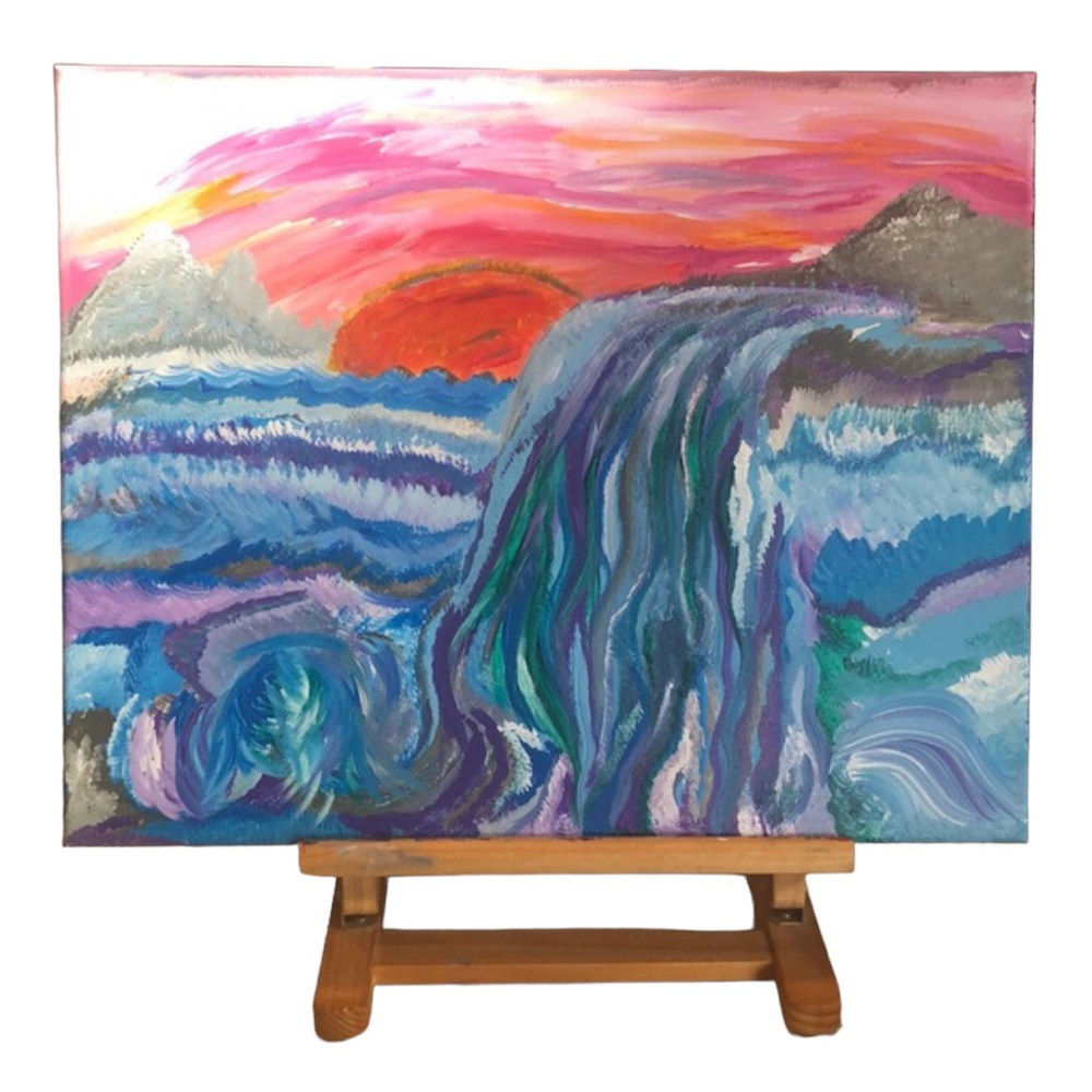 KRISTI’S WATERFALL ORIGINAL HAND PAINTED ACRYLIC ABSTRACT PAINTING MULTICOLOR